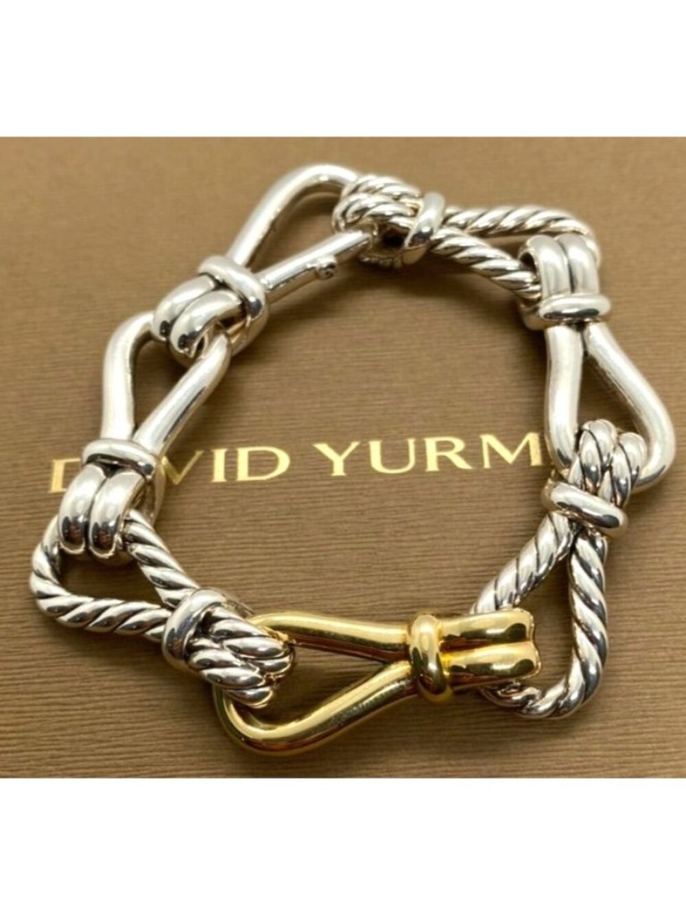 David Yurman 14mm Thoroughbred Loop Chain Bracelet 925 750 - Picture 5 of 12